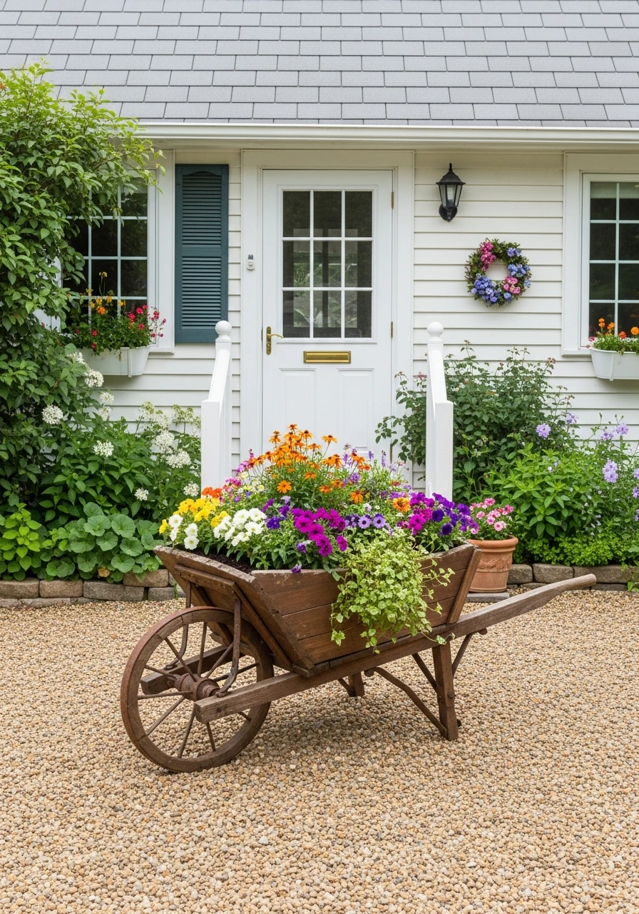 Old Wheelbarrow Flower Display