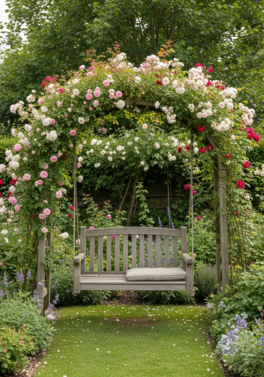 Swing Bench Under Roses