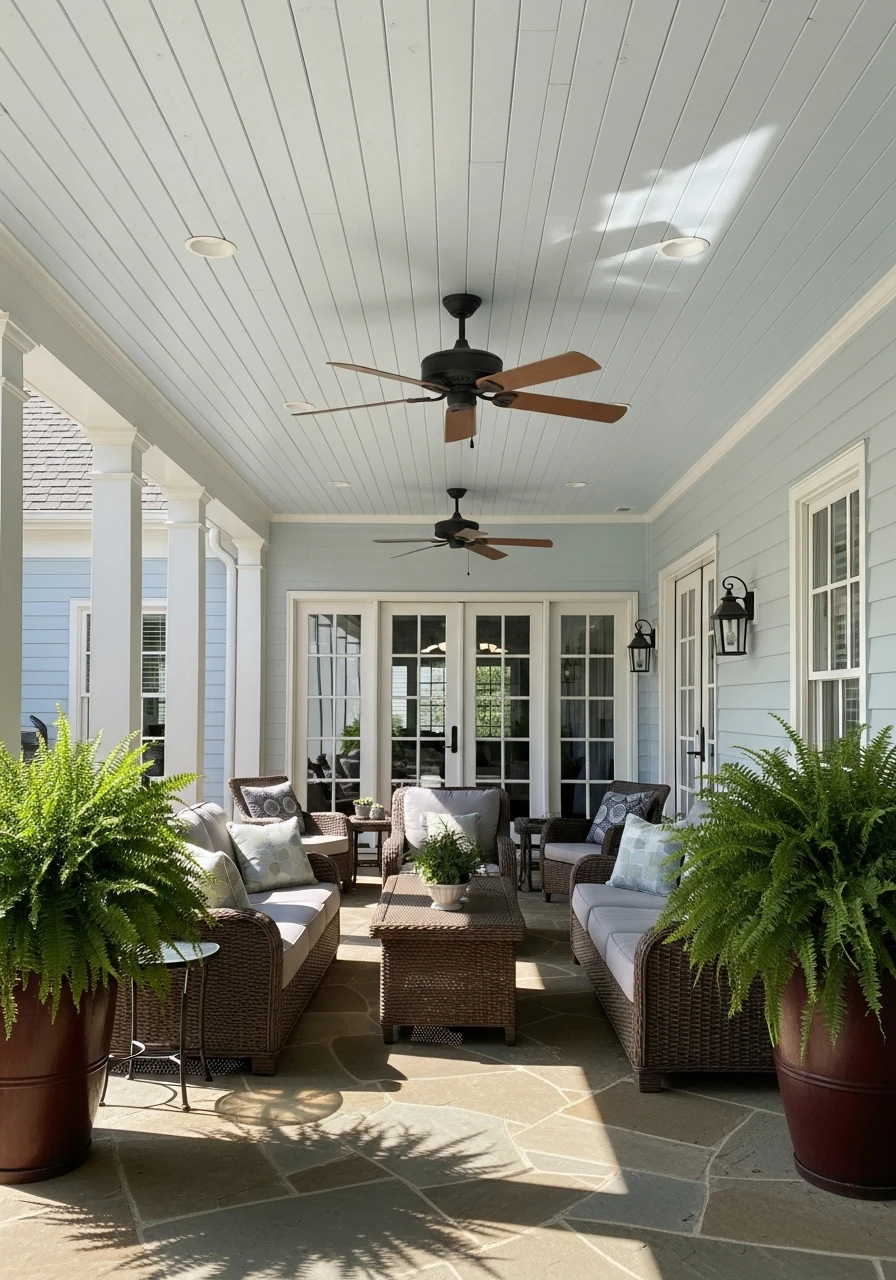 Paint The Ceiling Blue - 45 Budget-Friendly Covered Patio Ideas That Look High-End