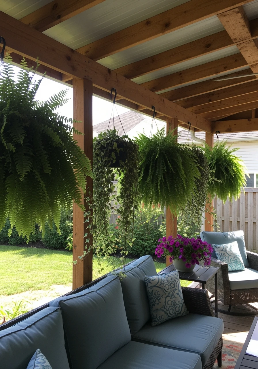 Hanging Potted Plants - 45 Budget-Friendly Covered Patio Ideas That Look High-End