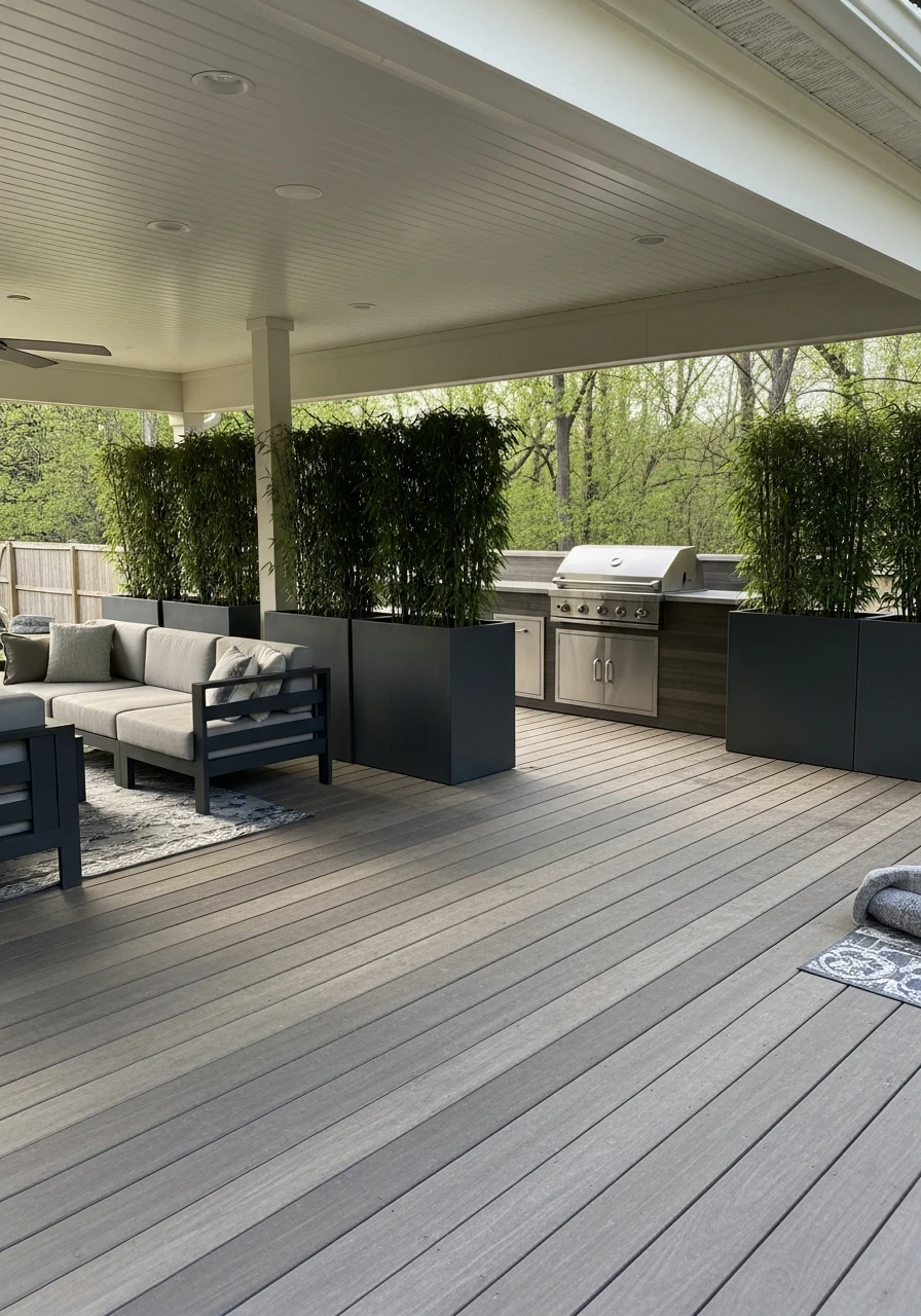 Planters As Dividers - 45 Budget-Friendly Covered Patio Ideas That Look High-End