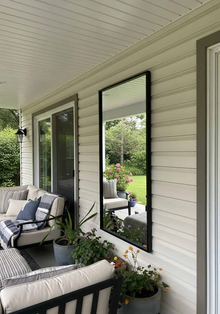 Add An Outdoor Mirror - 45 Budget-Friendly Covered Patio Ideas That Look High-End