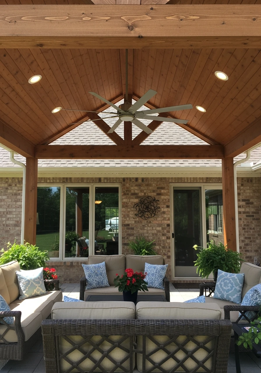 Ceiling Fan For Airflow - 45 Budget-Friendly Covered Patio Ideas That Look High-End