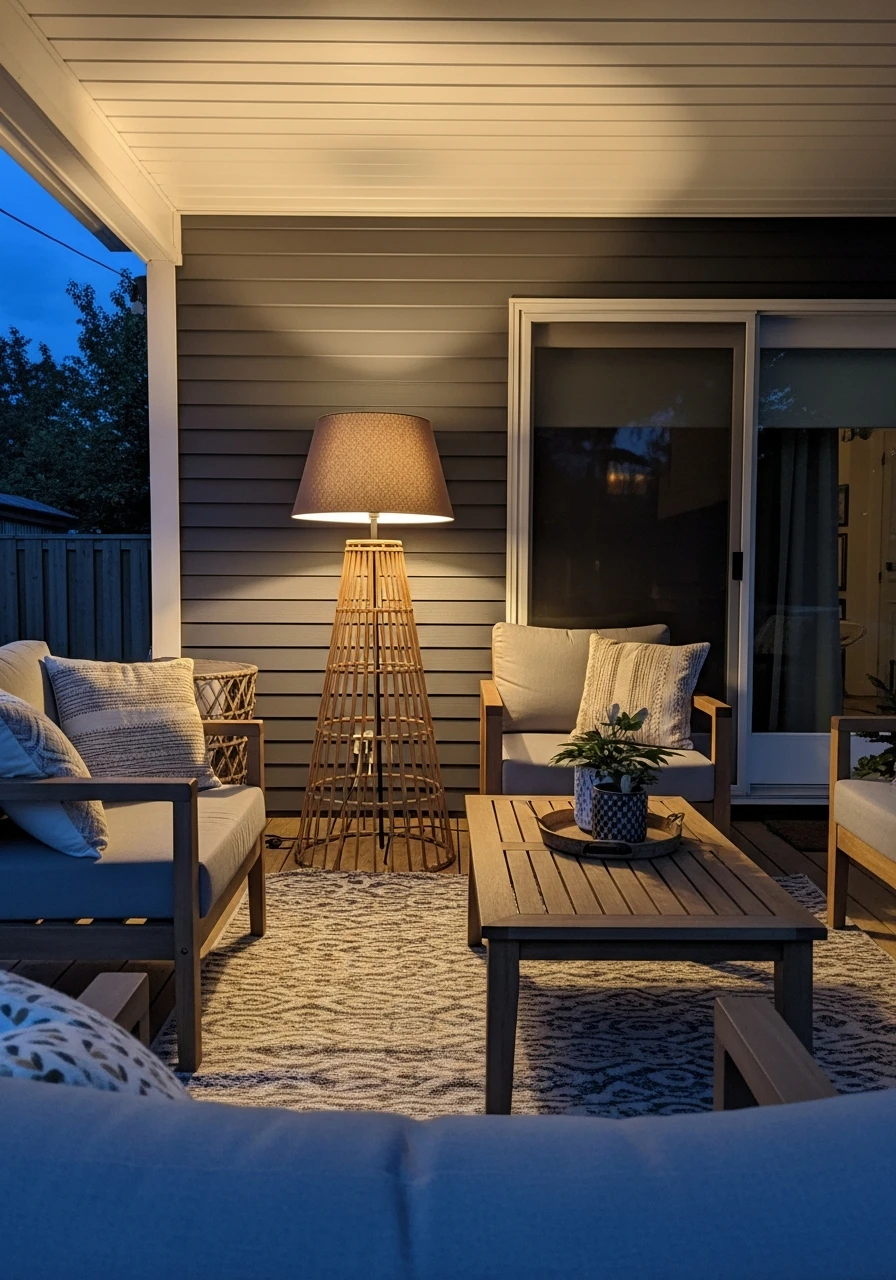 Use Indoor/Outdoor Lamps - 45 Budget-Friendly Covered Patio Ideas That Look High-End