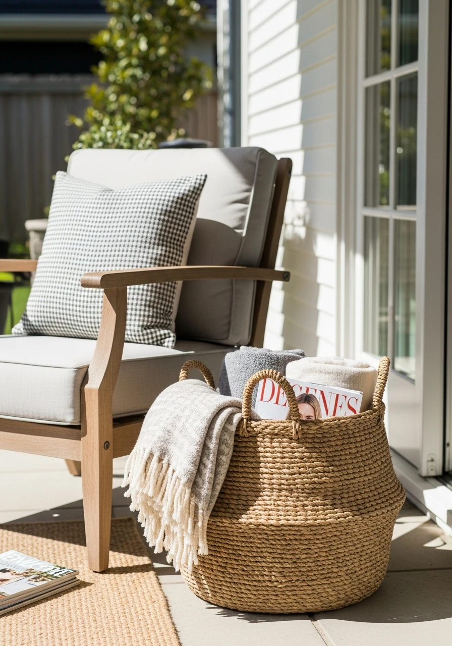Add A Woven Basket - 45 Budget-Friendly Covered Patio Ideas That Look High-End