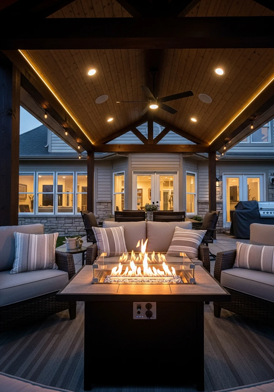 Cozy Outdoor Fire Pit - 45 Budget-Friendly Covered Patio Ideas That Look High-End