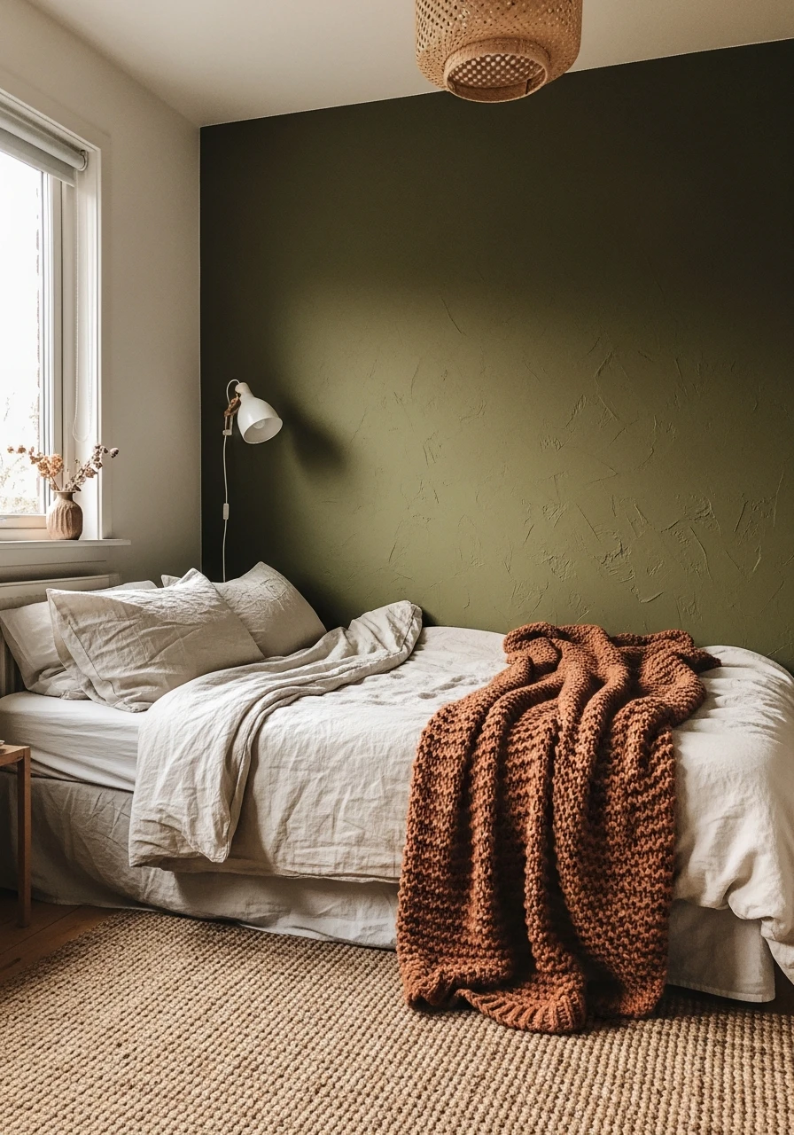 Earth Tone Accent Wall - 50 Cozy Bedroom Ideas That Look High-End On A Budget