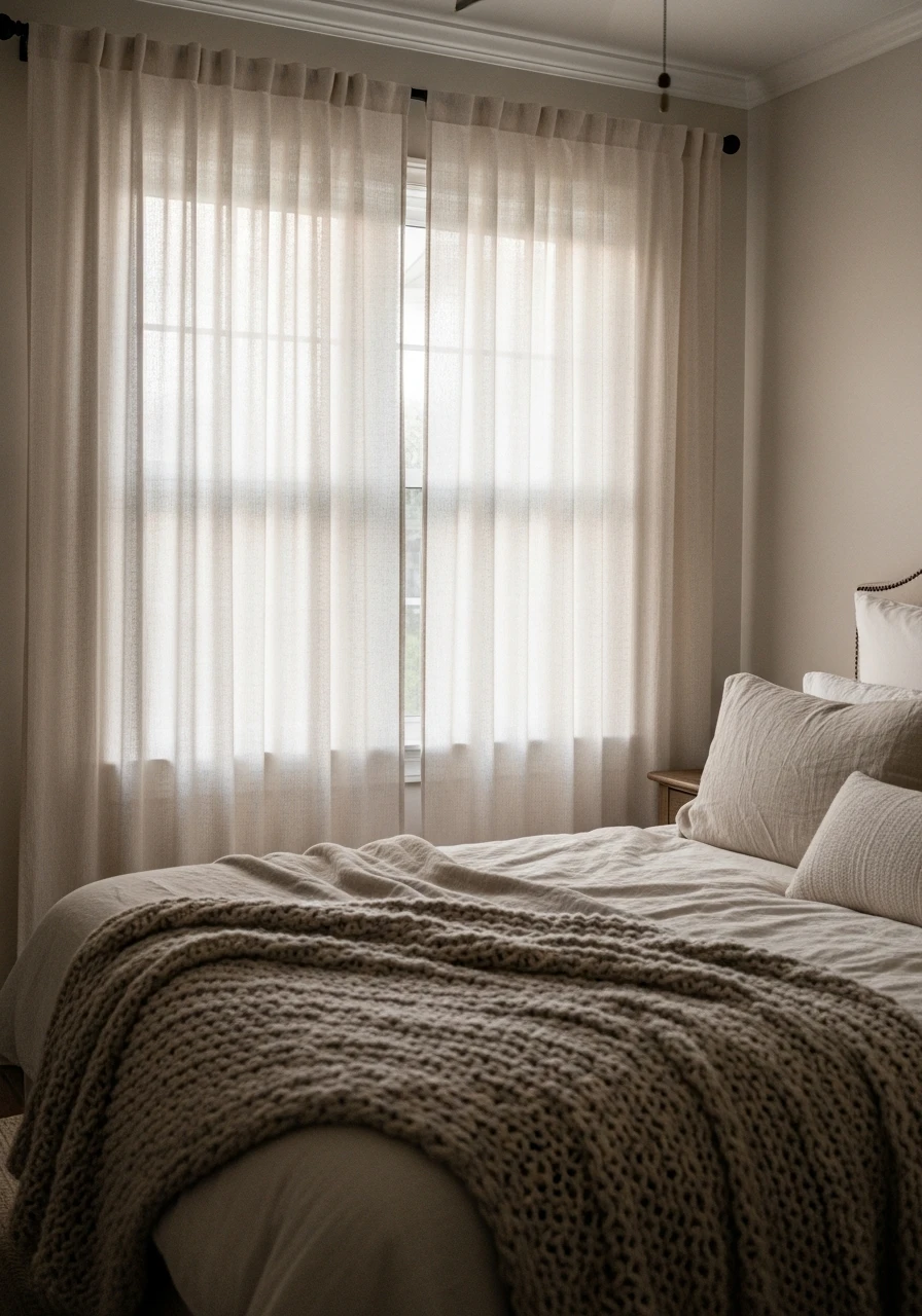 Soft Linen Curtains - 50 Cozy Bedroom Ideas That Look High-End On A Budget