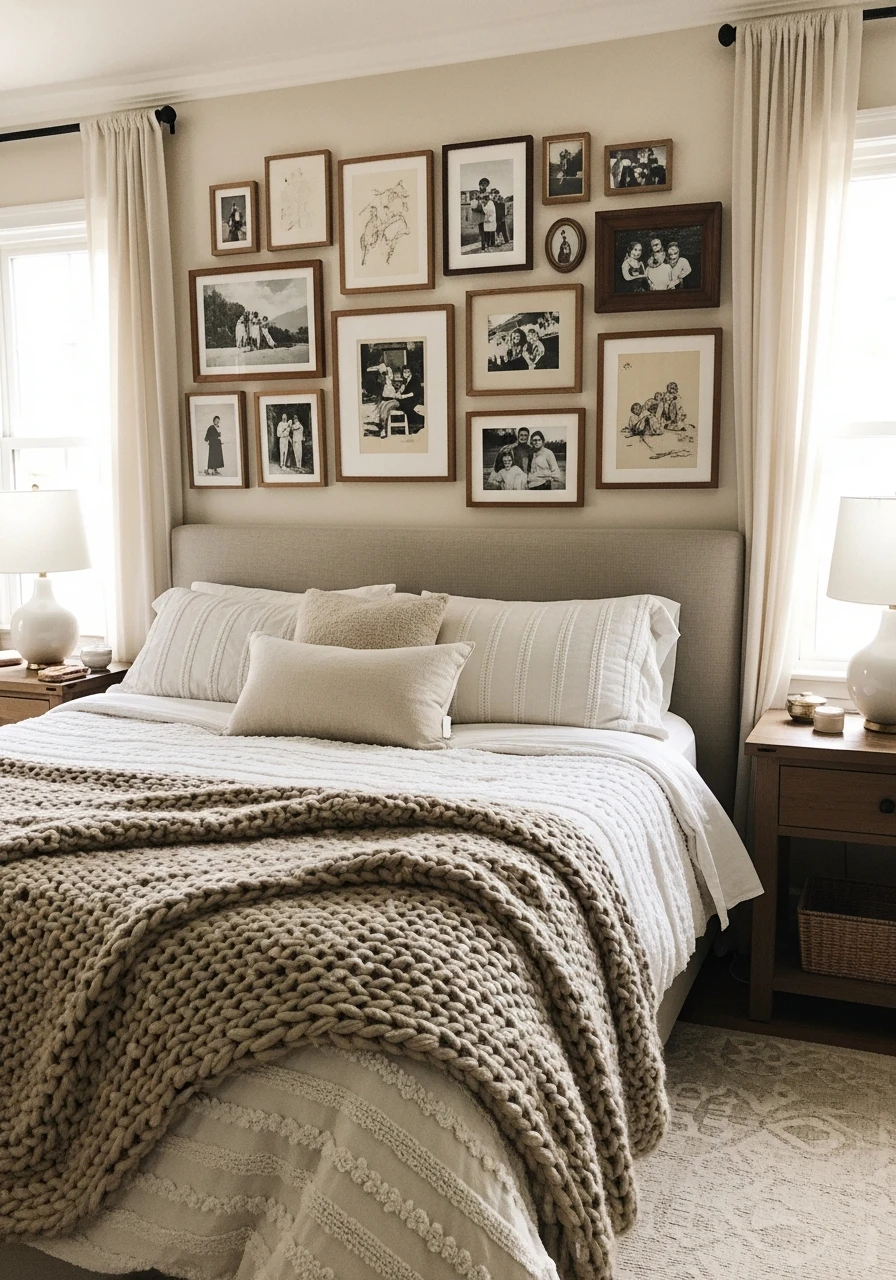 Personal Gallery Wall - 50 Cozy Bedroom Ideas That Look High-End On A Budget