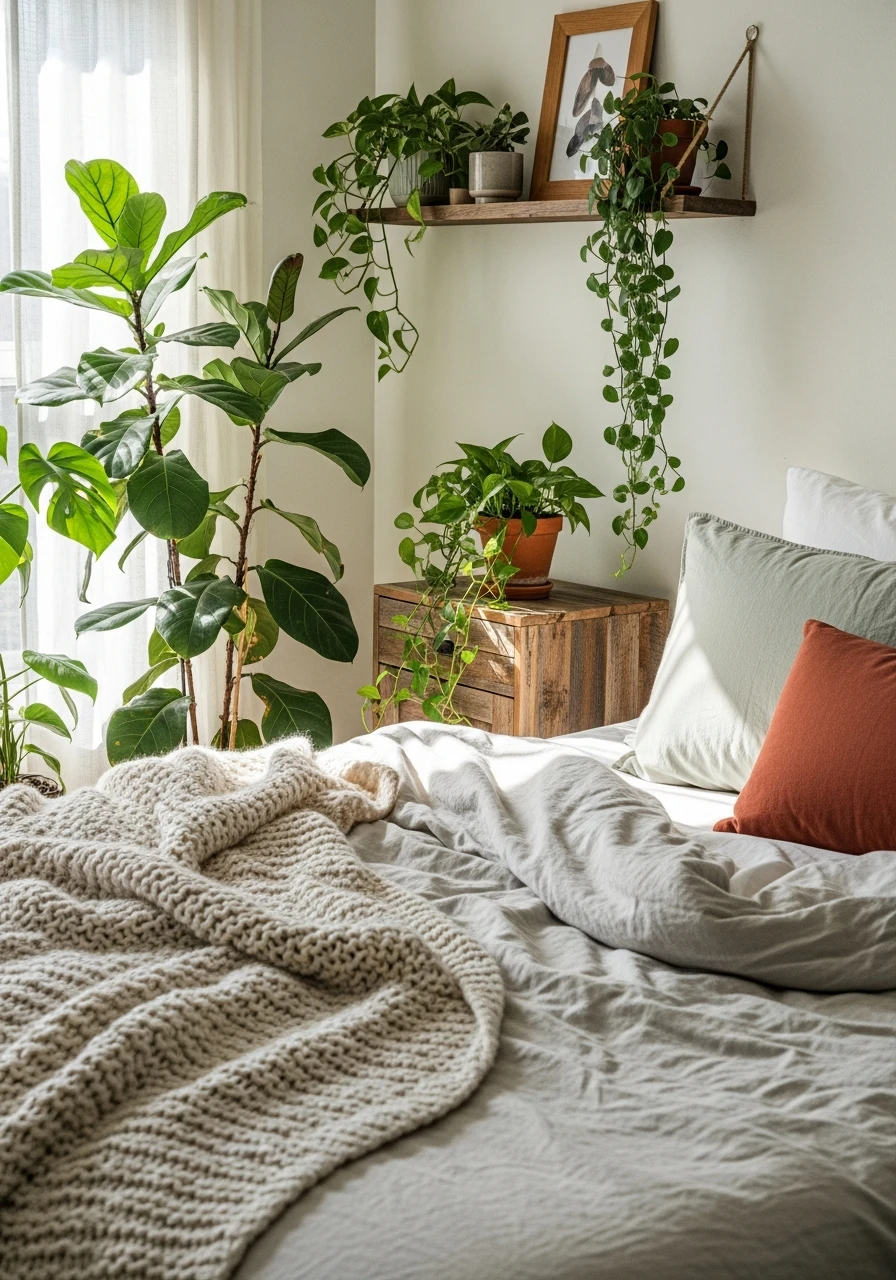 Add Indoor Plants - 50 Cozy Bedroom Ideas That Look High-End On A Budget