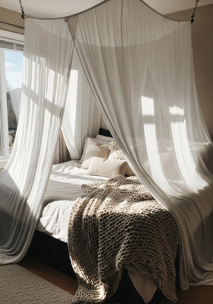 Bed Canopy Draped Fabric - 50 Cozy Bedroom Ideas That Look High-End On A Budget