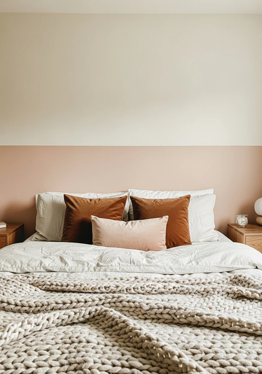 Soft Wall Color Blocking - 50 Cozy Bedroom Ideas That Look High-End On A Budget