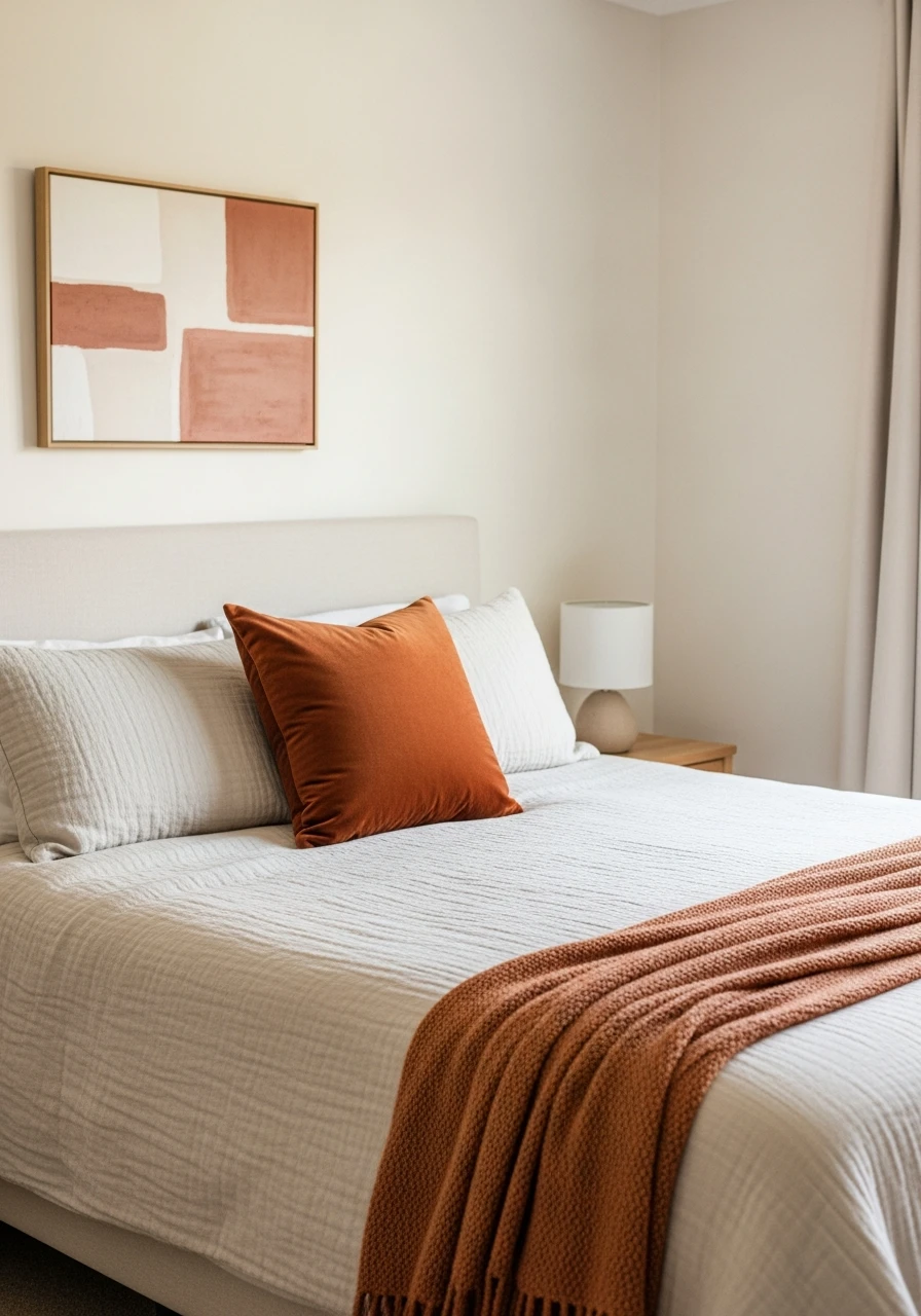 Muted Rust/Clay Accents - 50 Cozy Bedroom Ideas That Look High-End On A Budget