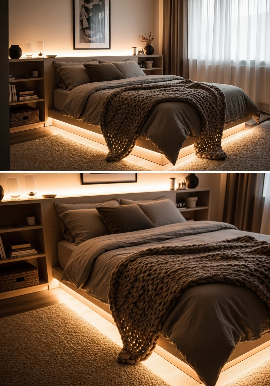 Hidden Accent Lighting - 50 Cozy Bedroom Ideas That Look High-End On A Budget