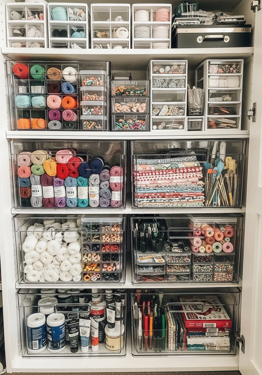 See-Through Storage Bins - 35 Clever Craft Storage Ideas You'll Love