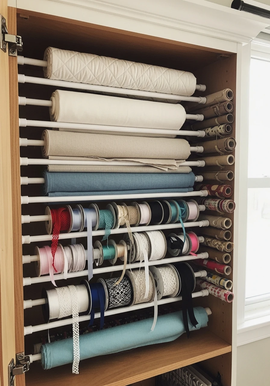 Rods for Fabric Rolls - 35 Clever Craft Storage Ideas You'll Love