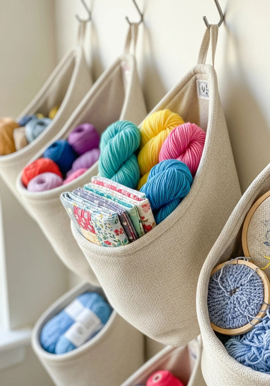 Soft Hanging Baskets - 35 Clever Craft Storage Ideas You'll Love
