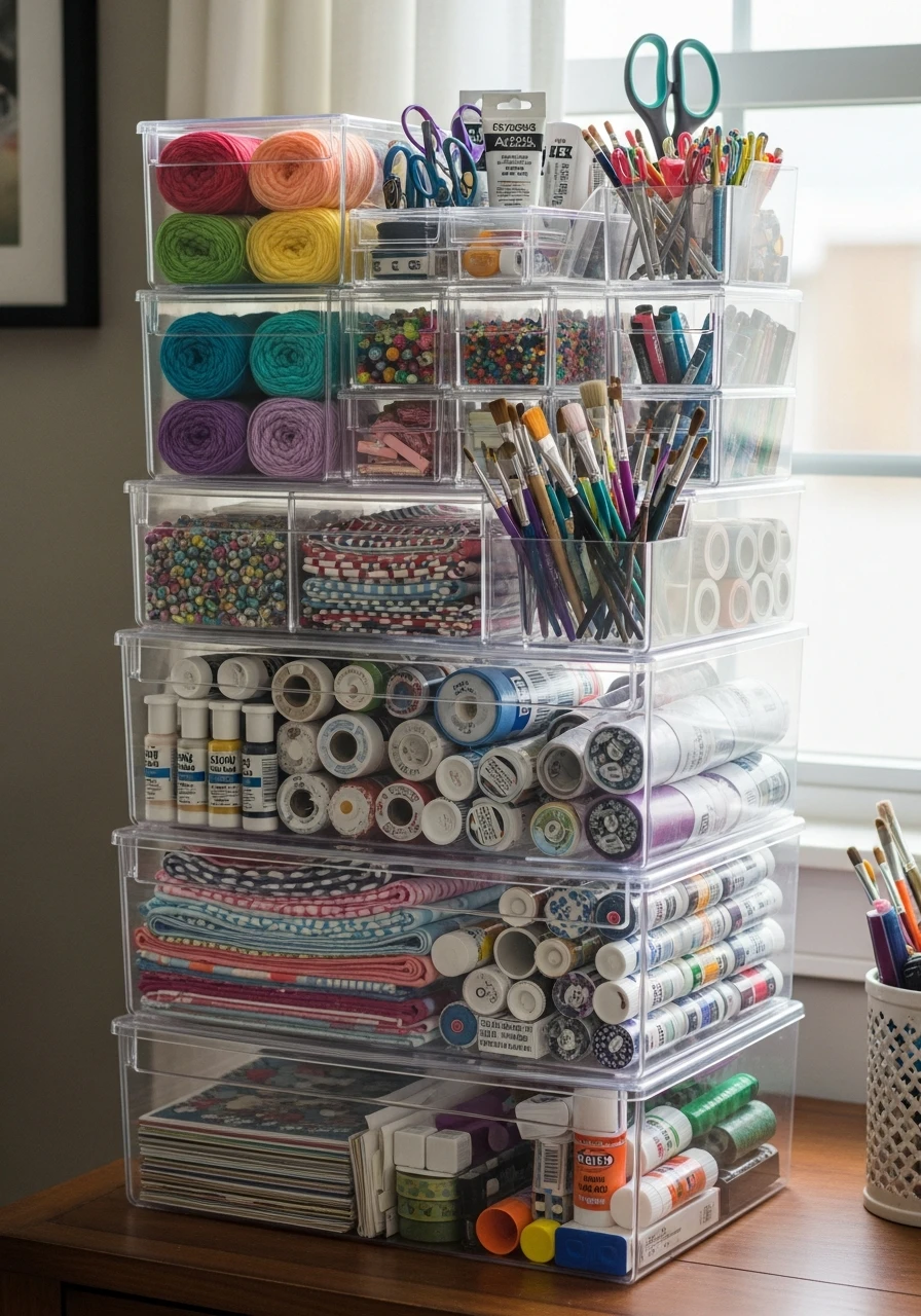 Stackable Craft Bins - 35 Clever Craft Storage Ideas You'll Love