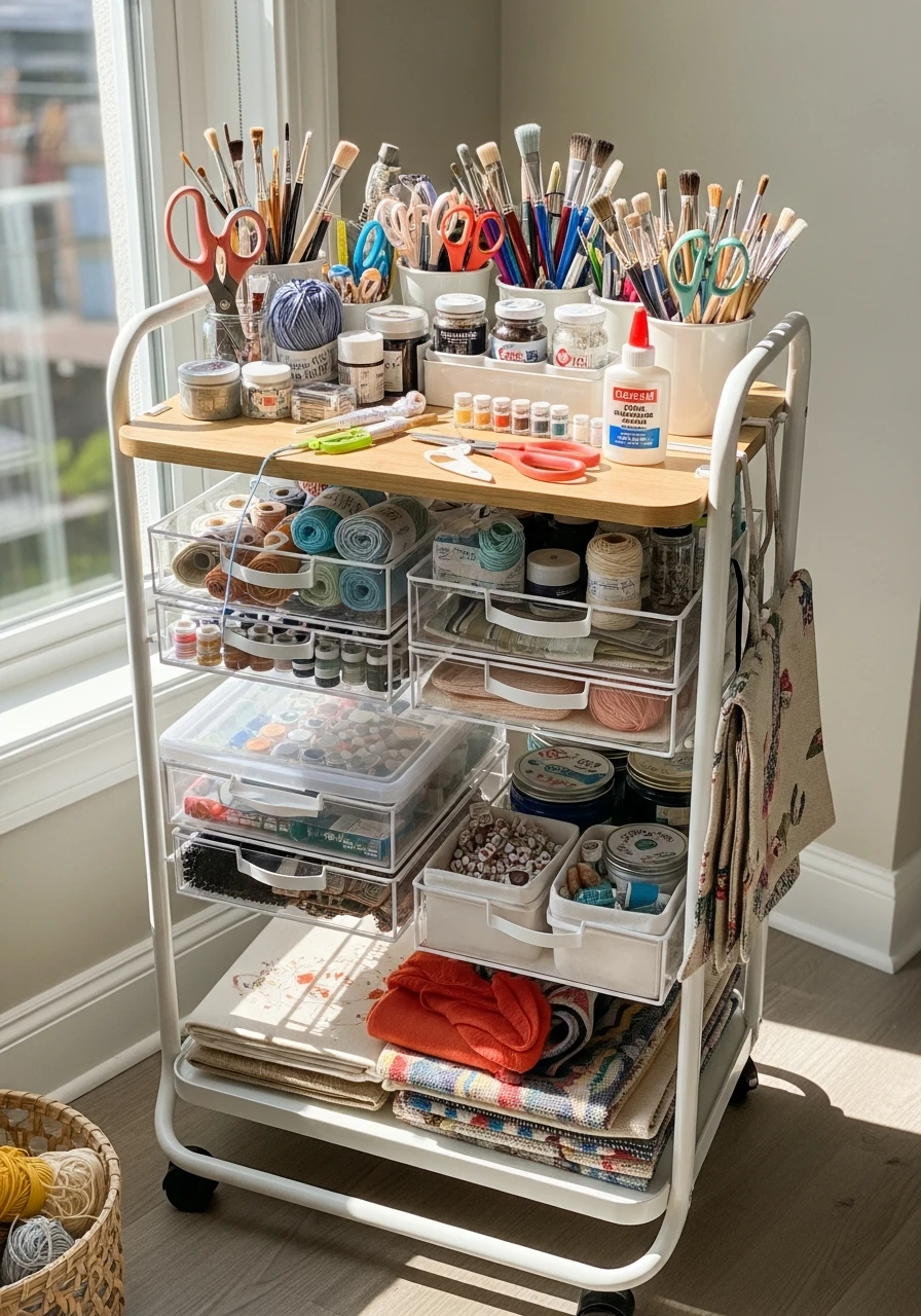 Mobile Craft Cart - 35 Clever Craft Storage Ideas You'll Love