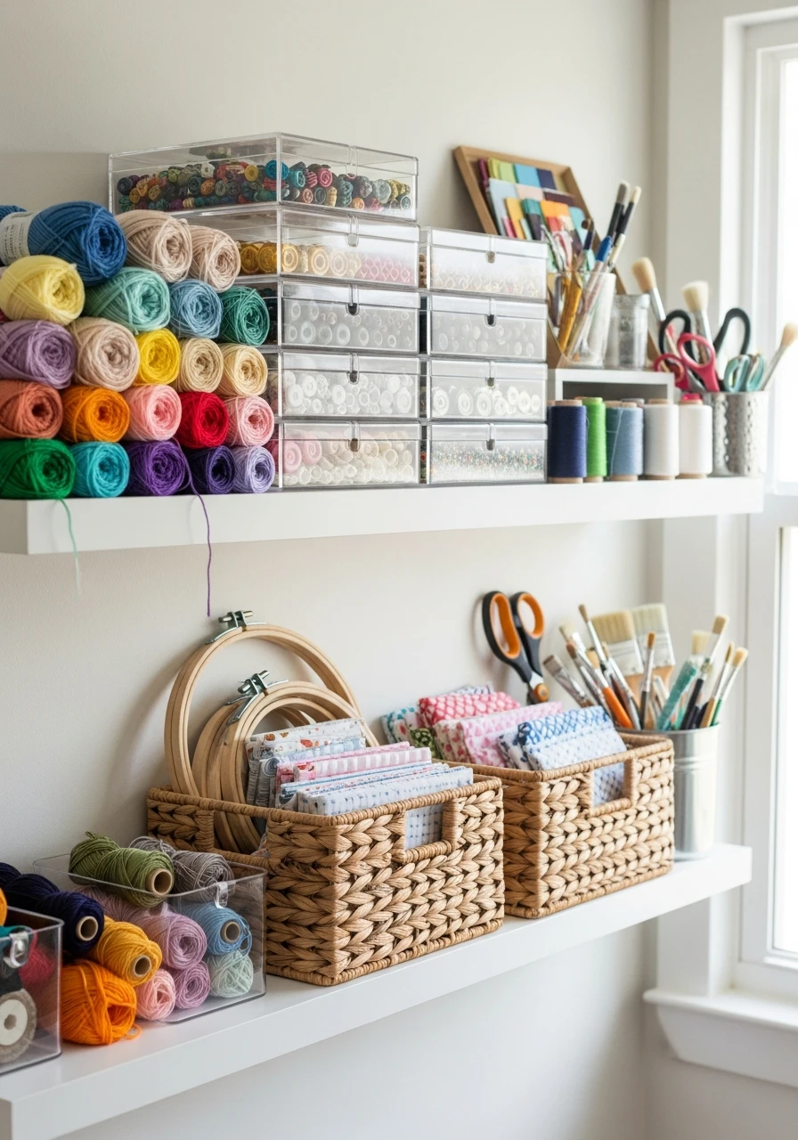 Simple Floating Shelves - 35 Clever Craft Storage Ideas You'll Love