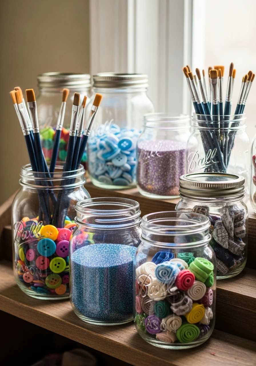 Cute Jar Organizers - 35 Clever Craft Storage Ideas You'll Love