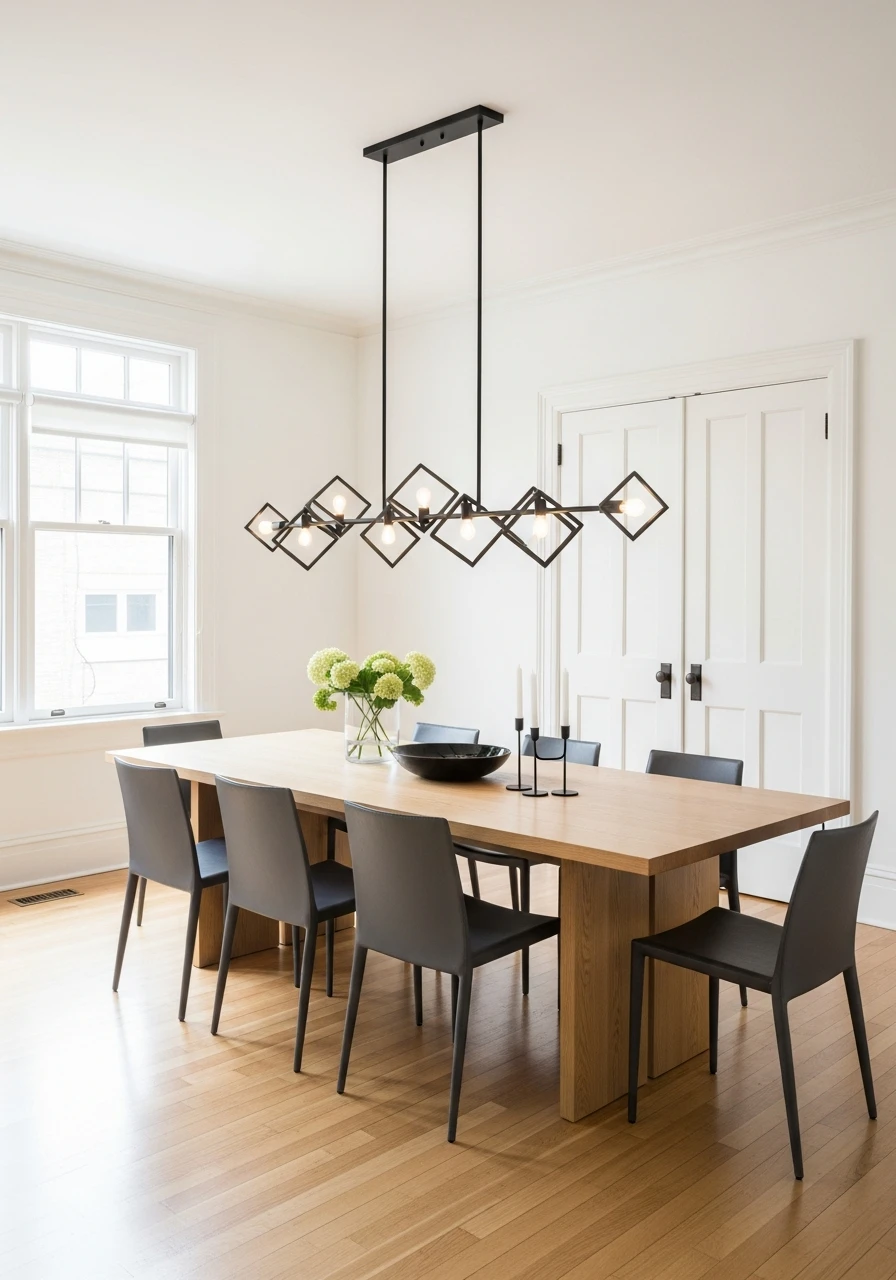 Geometric Lighting Fixtures - 50 Budget-Friendly Dining Room Decor Ideas for a High-End Look