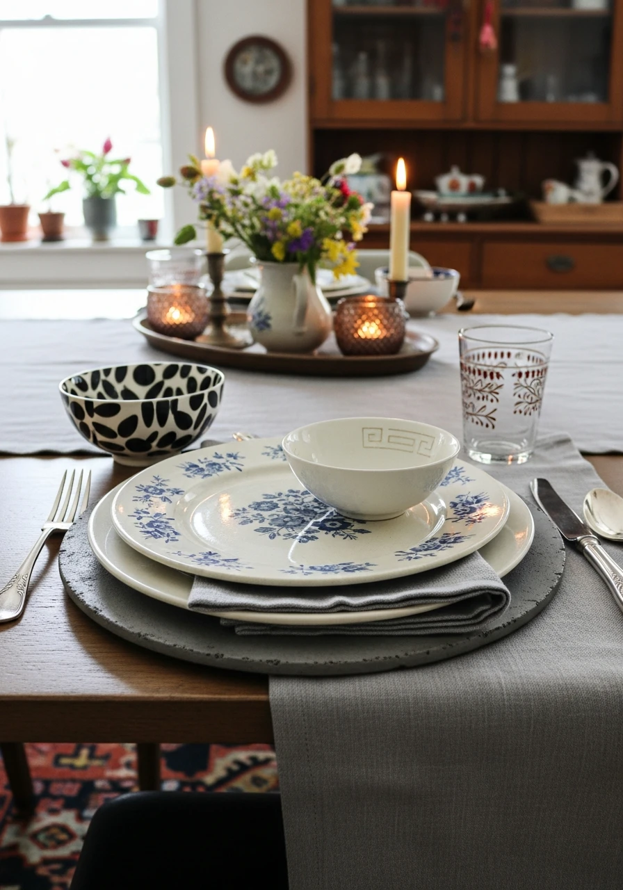 Eclectic Dinnerware Styling - 50 Budget-Friendly Dining Room Decor Ideas for a High-End Look