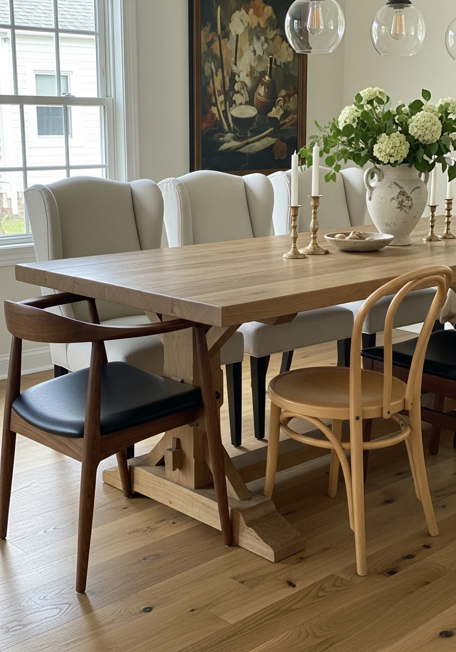 Mixed Dining Chair Styles - 50 Budget-Friendly Dining Room Decor Ideas for a High-End Look