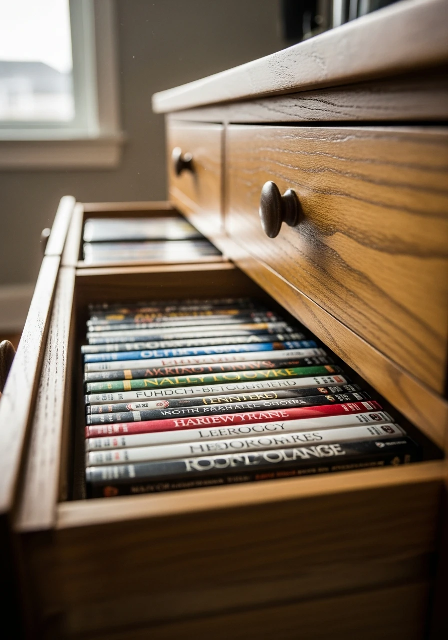 Console Table Drawers - 34 DVD Storage Ideas That Look High-End (Without the High Price Tag!)
