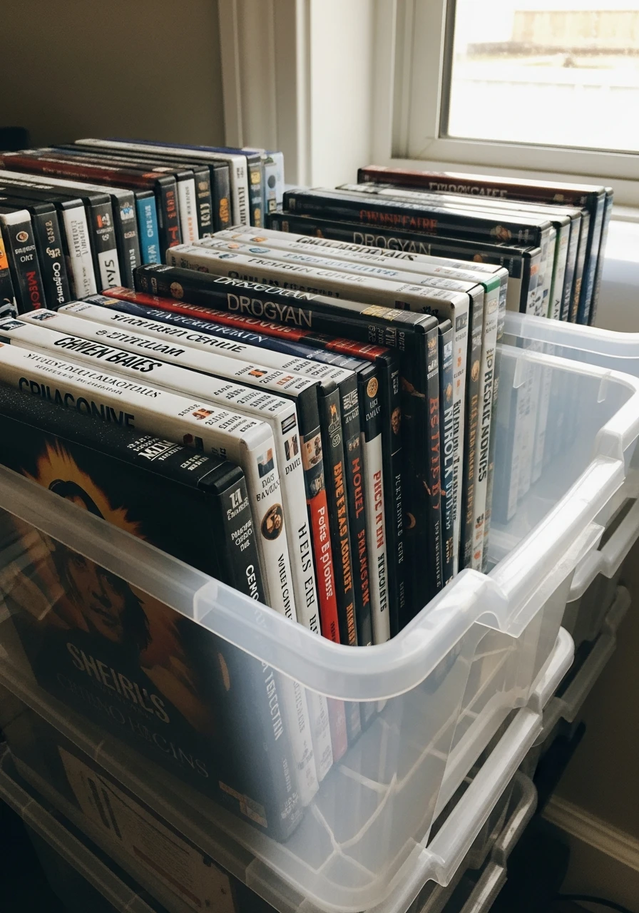 Clear Plastic Bins - 34 DVD Storage Ideas That Look High-End (Without the High Price Tag!)