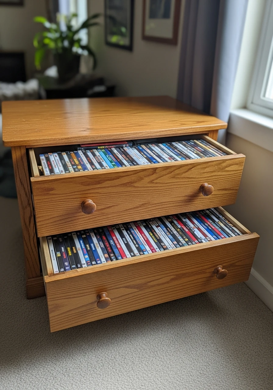 Repurposed Drawers - 34 DVD Storage Ideas That Look High-End (Without the High Price Tag!)