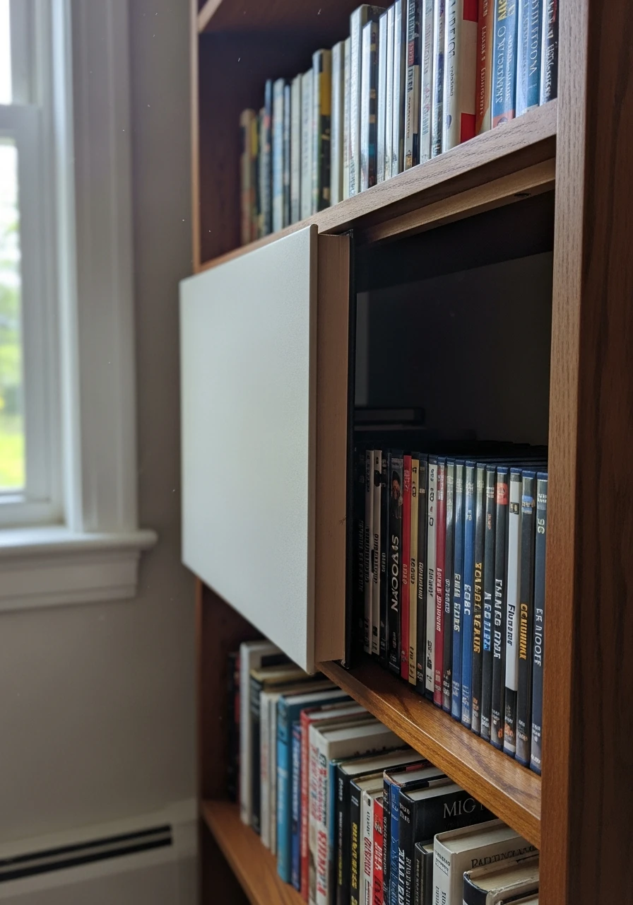Clever Hidden DVD Storage - 34 DVD Storage Ideas That Look High-End (Without the High Price Tag!)