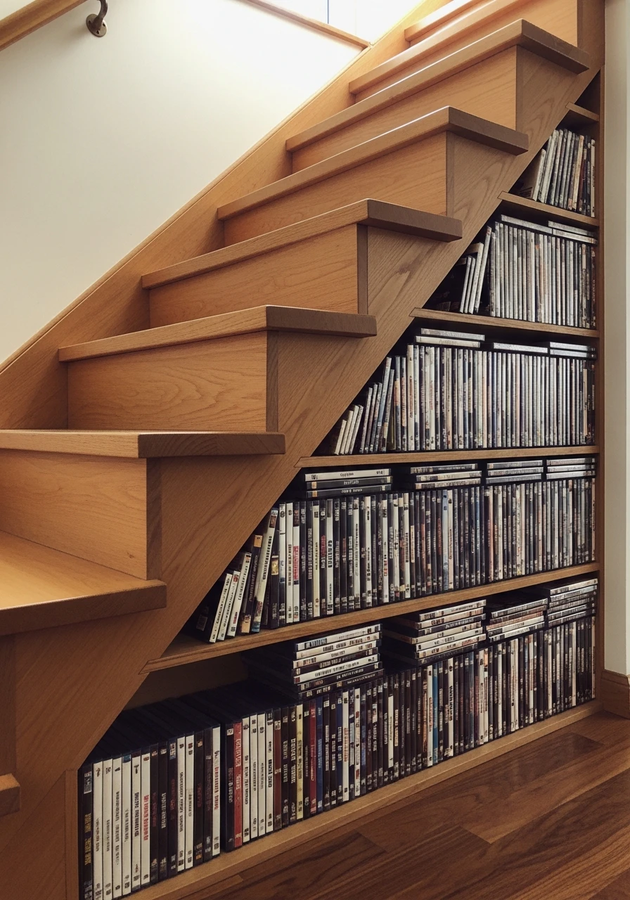 Under Stair Storage - 34 DVD Storage Ideas That Look High-End (Without the High Price Tag!)