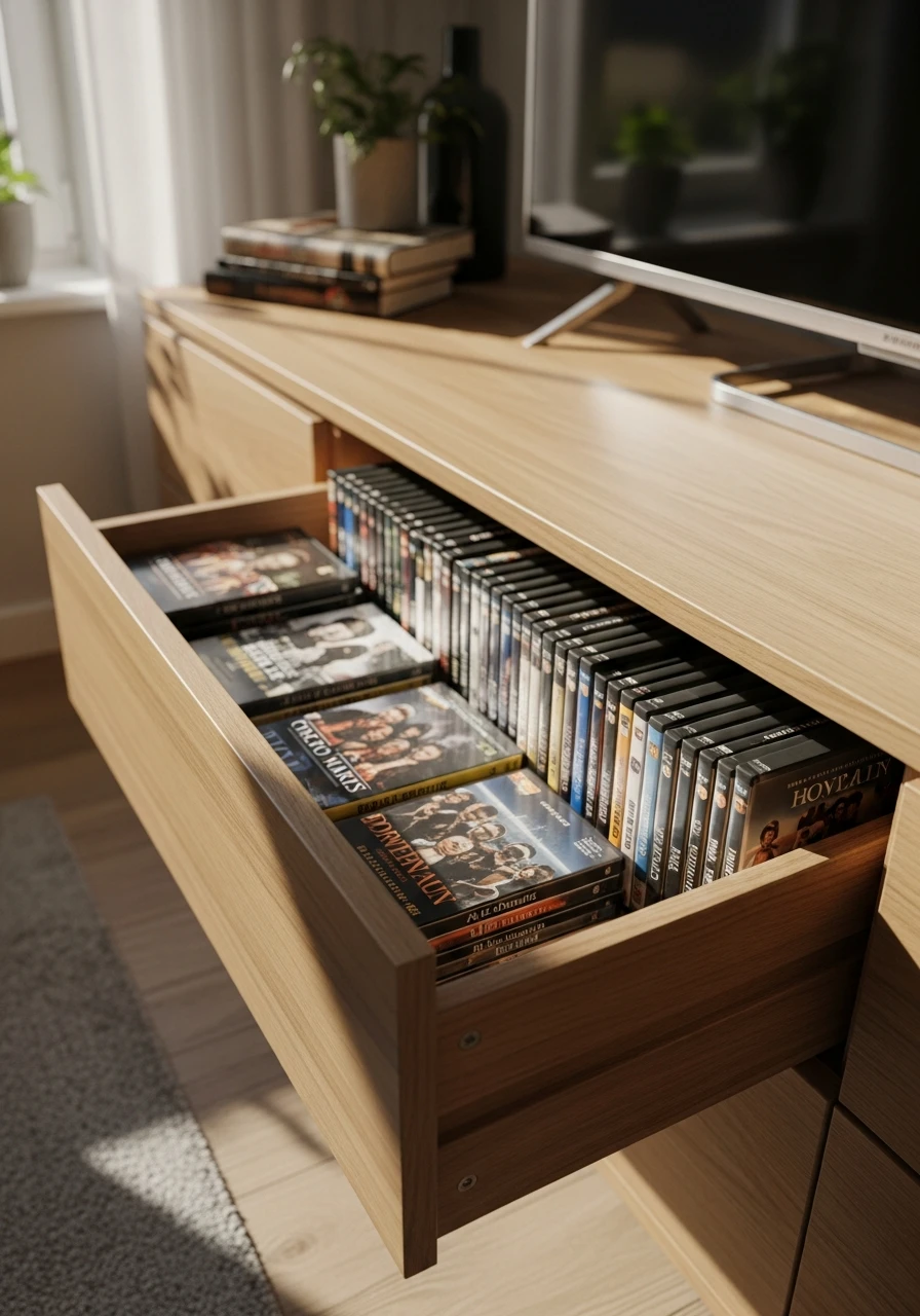 TV Stand Storage - 34 DVD Storage Ideas That Look High-End (Without the High Price Tag!)
