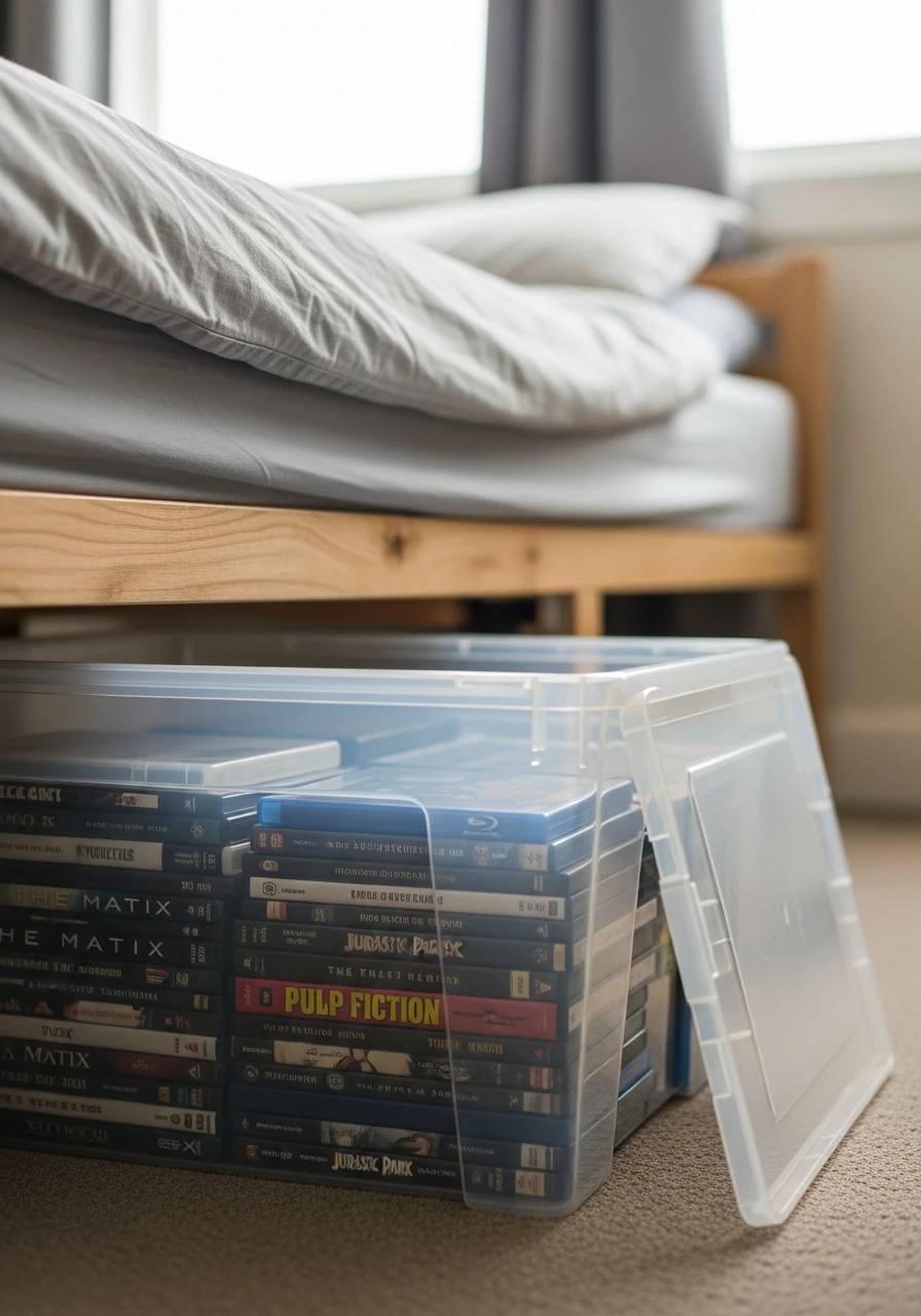 Under Bed Storage - 34 DVD Storage Ideas That Look High-End (Without the High Price Tag!)