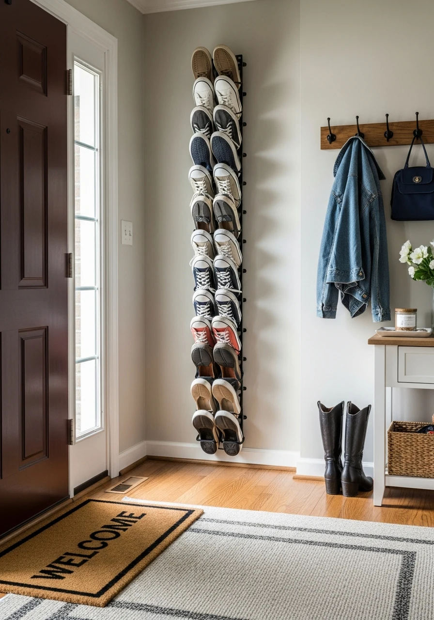 Tall Vertical Shoe Rack - 50 Brilliant Entry Way Shoe Storage Ideas for a Tidy Home