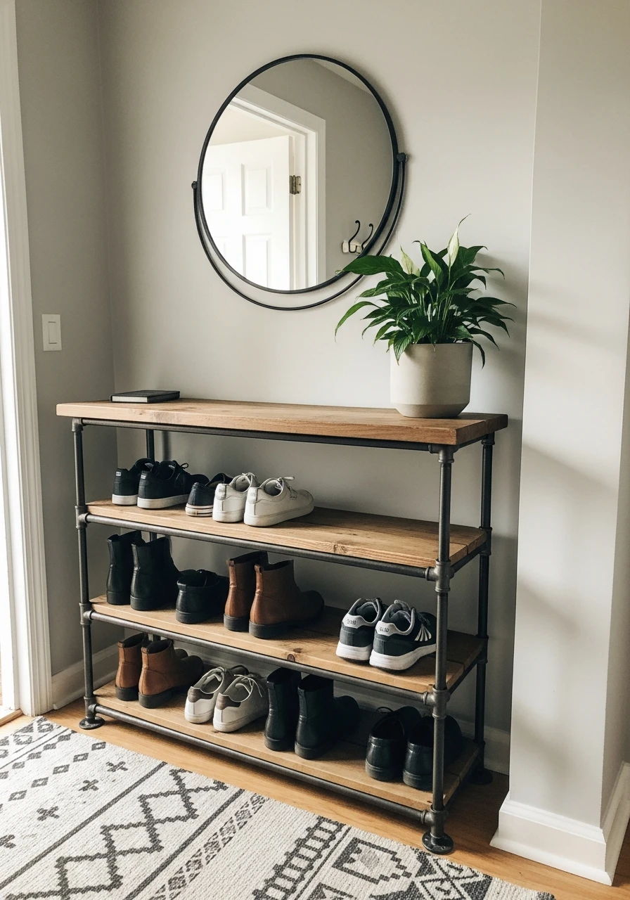 Industrial Pipe Shoe Rack - 50 Brilliant Entry Way Shoe Storage Ideas for a Tidy Home