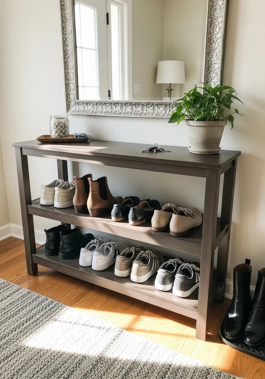 Console Table With Shoe Shelf - 50 Brilliant Entry Way Shoe Storage Ideas for a Tidy Home