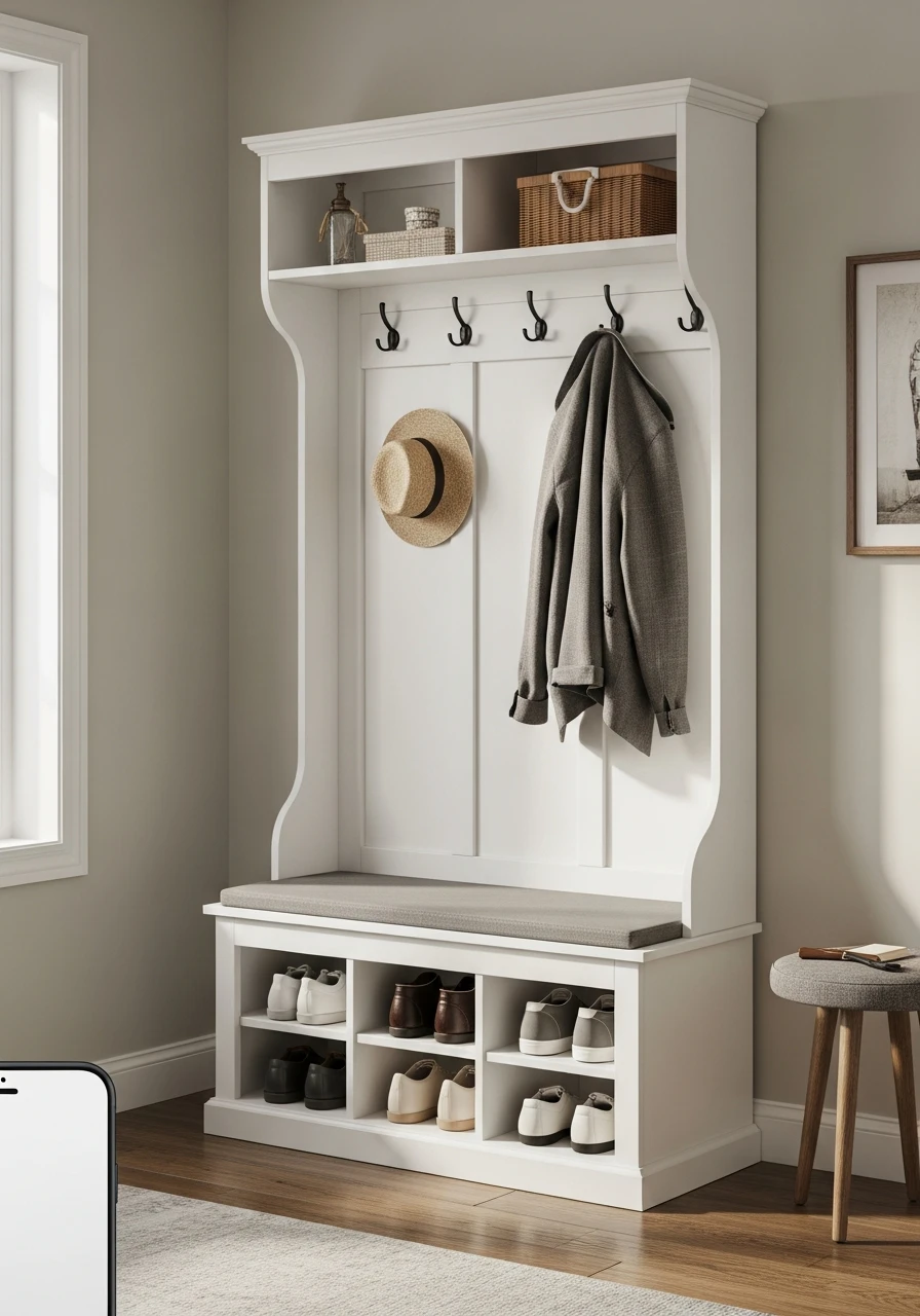 Hall Tree Storage Station - 50 Brilliant Entry Way Shoe Storage Ideas for a Tidy Home