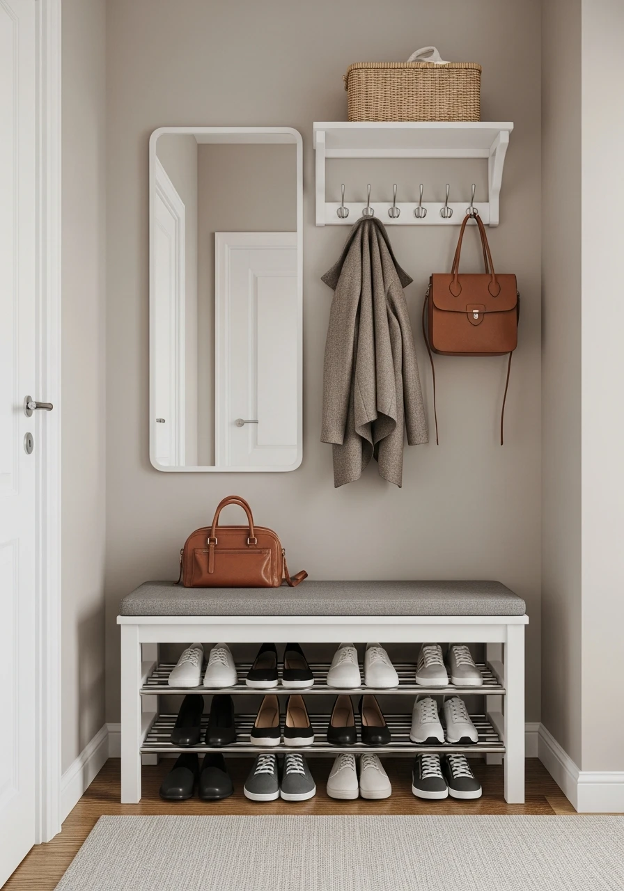 Bench With Hooks And Shoe Shelf - 50 Brilliant Entry Way Shoe Storage Ideas for a Tidy Home