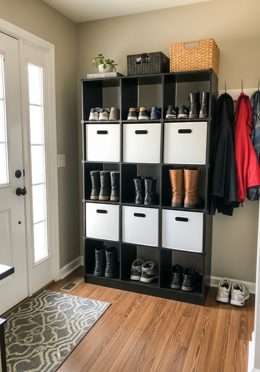 Modular Cube Shoe Organizer - 50 Brilliant Entry Way Shoe Storage Ideas for a Tidy Home