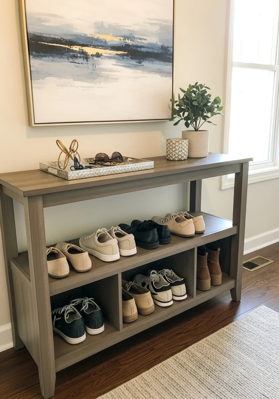 Console Table Shoe Drop Zone - 50 Brilliant Entry Way Shoe Storage Ideas for a Tidy Home