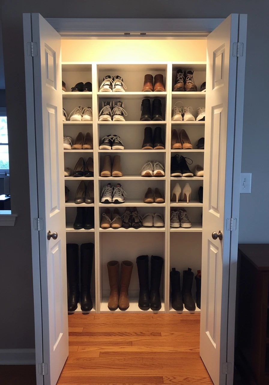 Converted Entry Closet Shoe Station - 50 Brilliant Entry Way Shoe Storage Ideas for a Tidy Home