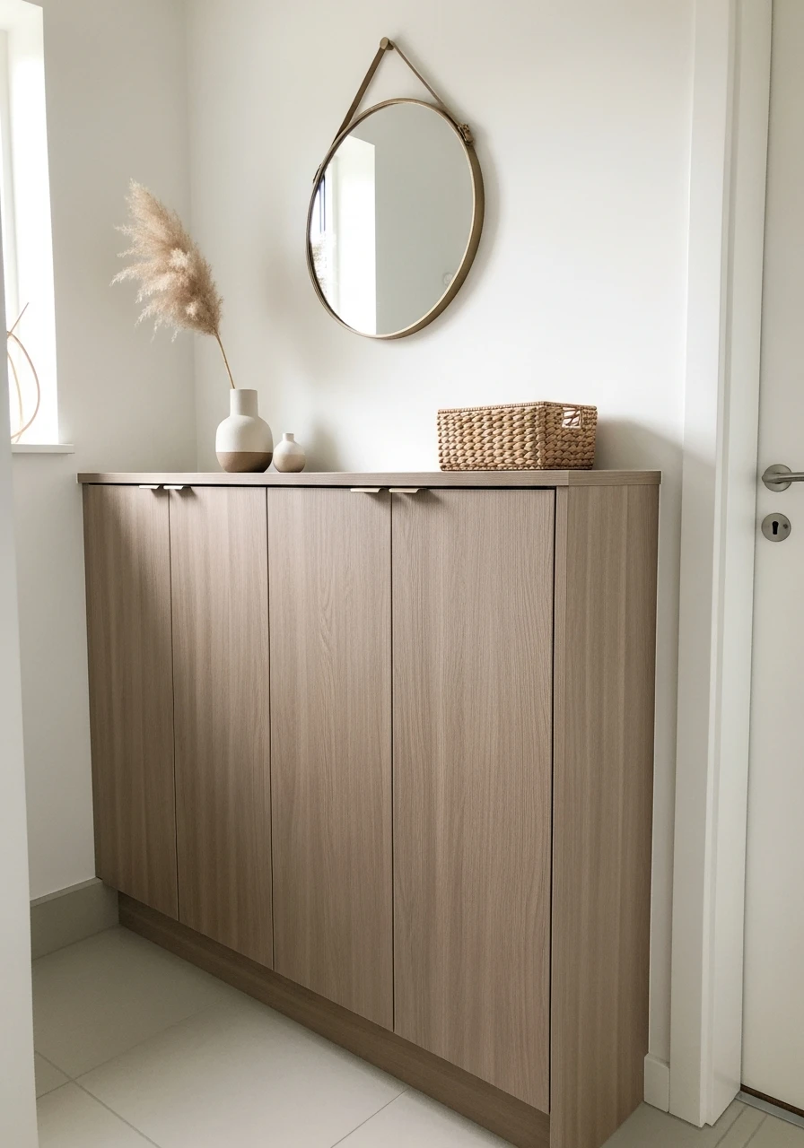 Warm Minimalist Hidden Storage Entryway - 50 Brilliant Entry Way Shoe Storage Ideas for a Tidy Home