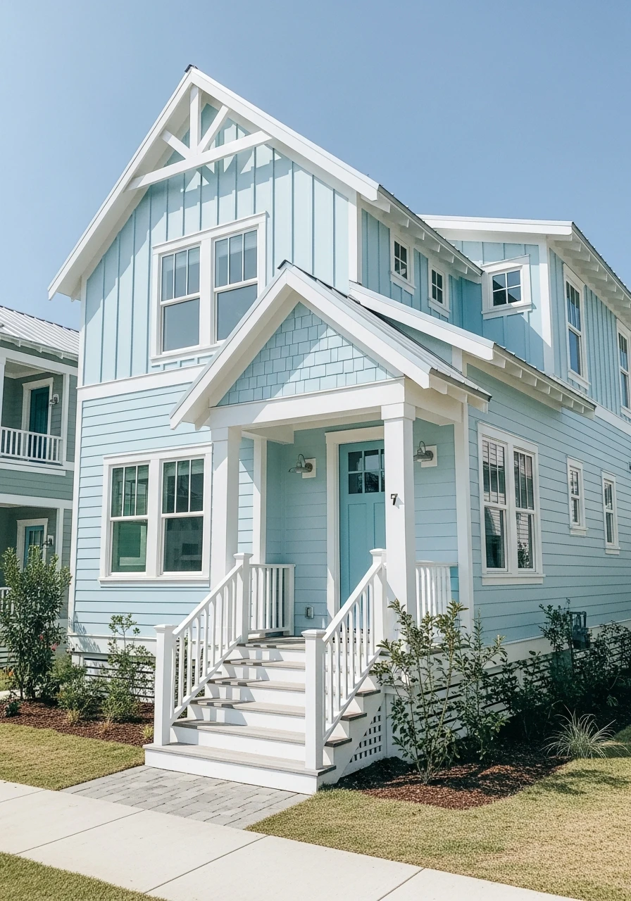 Pale Sky Blue Coastal Exterior