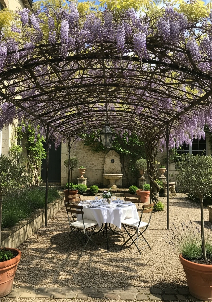 Wisteria Pergola Shade - French Courtyard Garden Ideas: Create Your Own Dream Escape