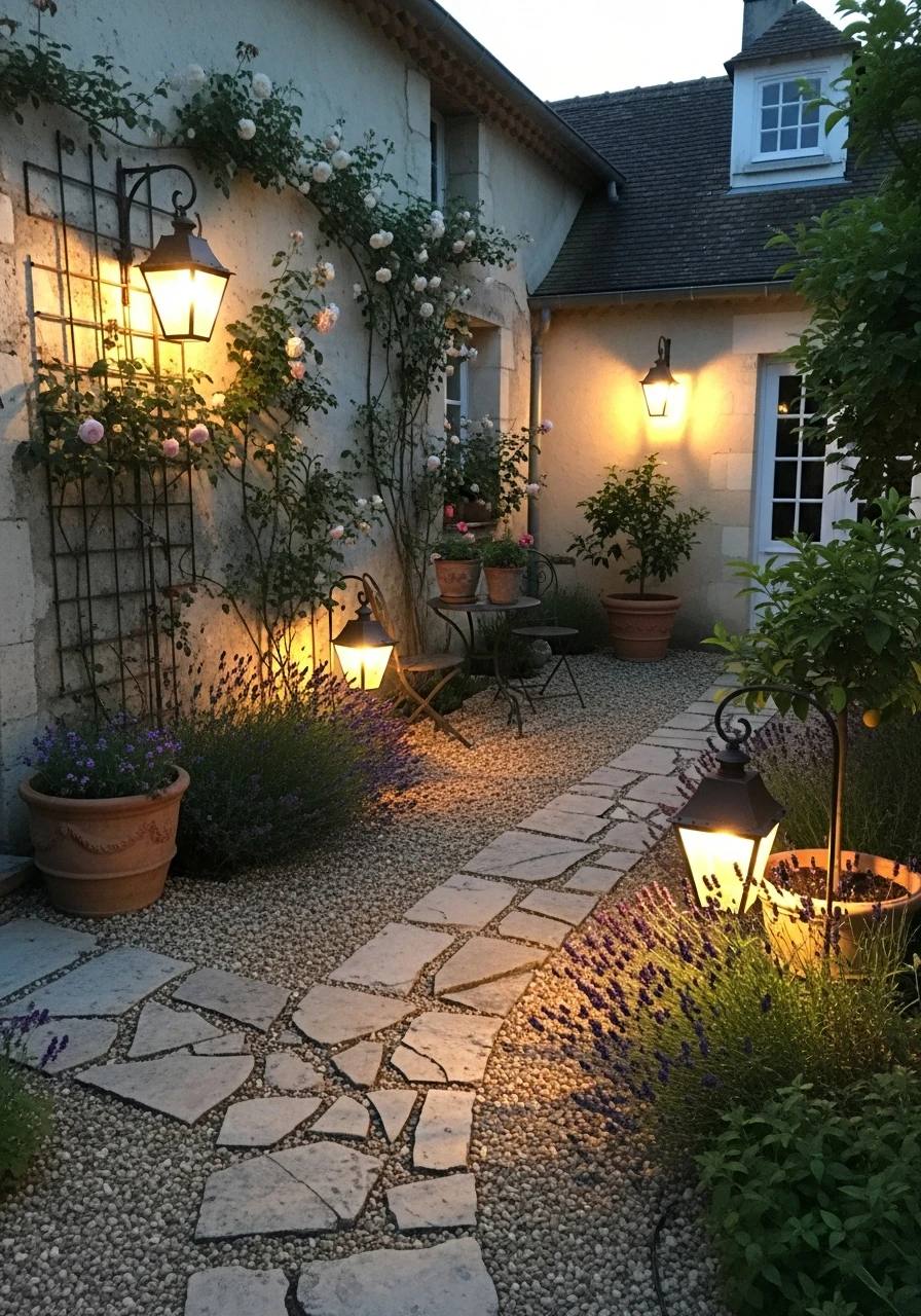 Charming Stone Paths & Lanterns - French Courtyard Garden Ideas: Create Your Own Dream Escape