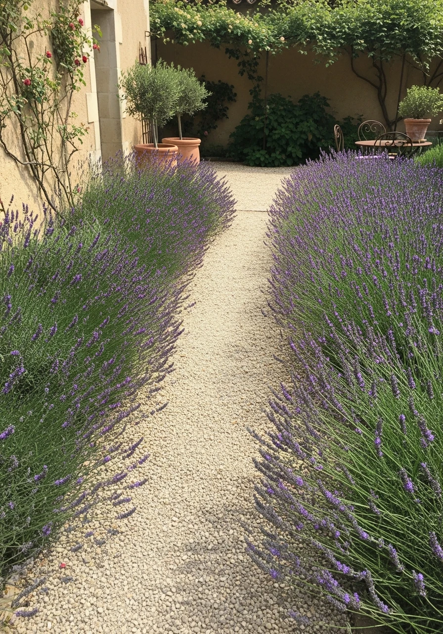 Lavender Gravel Pathway - French Courtyard Garden Ideas: Create Your Own Dream Escape