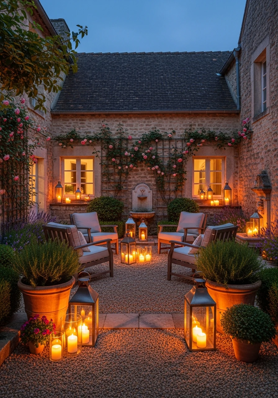 Evening Candle Ambiance - French Courtyard Garden Ideas: Create Your Own Dream Escape