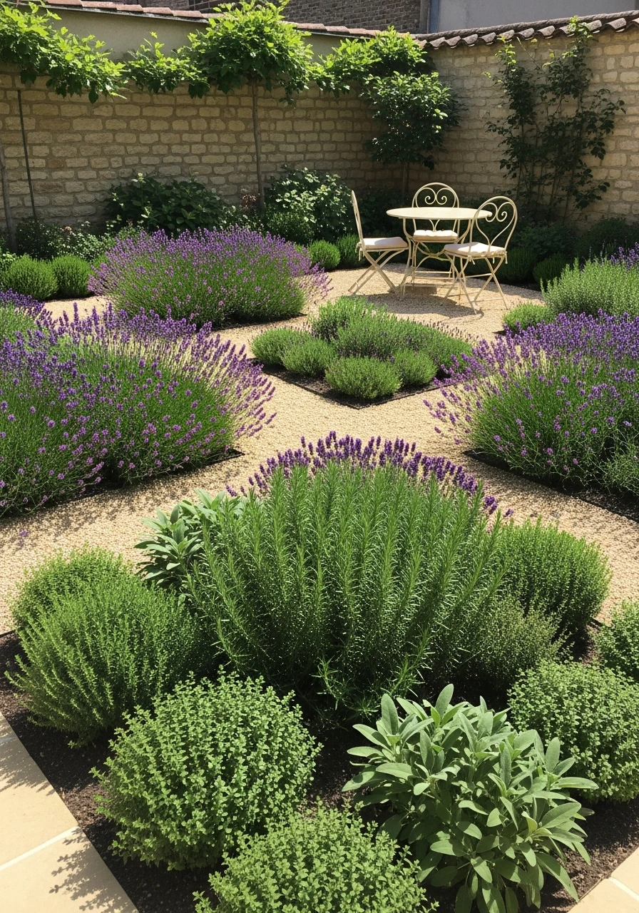 Mass-Planted Herbs - French Courtyard Garden Ideas: Create Your Own Dream Escape